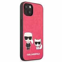 Karl Lagerfeld Ikonik Karl&Choupette dėklas iPhone 13 mini - fuksijos spalvos