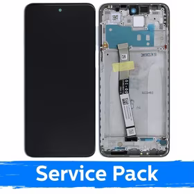 Ekranas skirtas Xiaomi Redmi Note 9S (Note 9 Pro) su rėmeliu / Glacier White / (Service Pack)