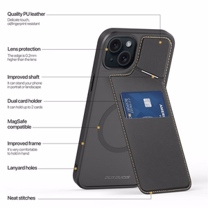 DUX DUCIS dėklas telefonui RAFI II MAG su stovu suderinamas su MagSafe IPHONE 15 Plus juodas