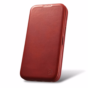 iCarer CE Premium odinis folio dėklas iPhone 14 Plus su MagSafe magnetiniu flipu - raudonas