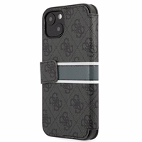Guess GUBKP13S4GDGR iPhone 13 mini 5.4" pilkas/pilkas knygos tipo dėklas 4G Stripe