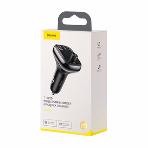 Įkroviklis automobilinis + FM transmiteris BASEUS (S-13) (2xUSB;1xUSB-C) juodas