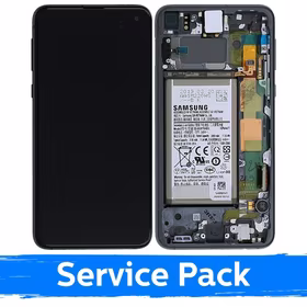 LCD ekranas suderinamas su Samsung G970 S10e su rėmeliu / Prism Black / (Service Pack) +SU BATERIJA