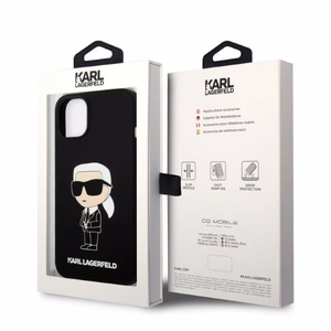 Karl Lagerfeld silikoninis Ikonik dėklas telefonui iPhone 14 Plus - juodas