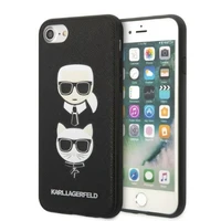 Karl Lagerfeld KLHCI8SAKICKCBK iPhone 7/8 / SE 2020 / SE 2022 juodas/juodas kietas dėklas Saffiano Karl&Choupette Galva