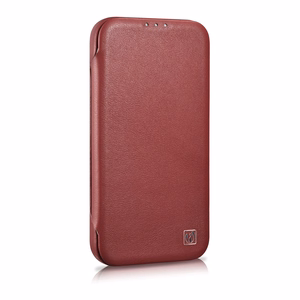 iCarer CE Premium odinis folio dėklas iPhone 14 Plus su MagSafe magnetiniu flipu - raudonas