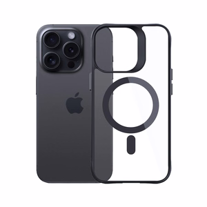 3mk Satin Armor MagCase с MagSafe для iPhone 15 Pro Max - прозрачный с чёрной рамкой