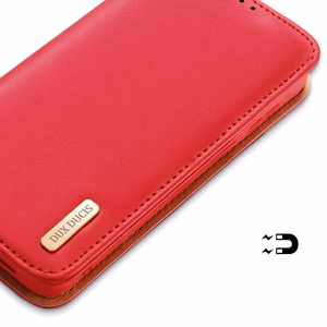 Dux Ducis Hivo dėklas Samsung Galaxy S23+ atverčiamas dėklas su pinigine ir RFID apsauga raudonas