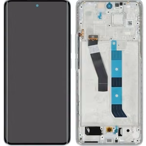 Originalus sidabrinis Xiaomi Poco M8 5G ekrano modulis su jutikliniu stiklu ir rėmeliu (serviso pakuotė)