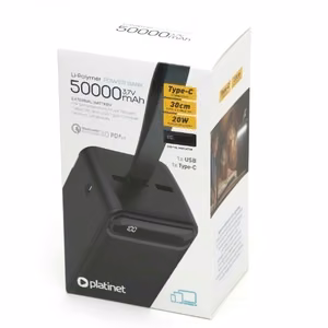 Išorinė baterija POWER BANK Platinet 50000mAh (1xUSB; 1xType-C; QC3.0 20W) juodas