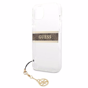 Guess GUHCP13SKB4GBR iPhone 13 mini 5.4" прозрачный жёсткий чехол 4G Brown Strap Charm