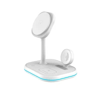 Tech-Protect QI15W-A27 3-in-1 indukcinis įkroviklis su MagSafe stovu išmaniajam telefonui / Apple Watch / AirPods - baltas