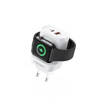 VEGER kelioninis įkroviklis USB A + Type C + belaidis įkroviklis suderinamas su Apple Watch PD QC3.0 3A 25W W002E baltas