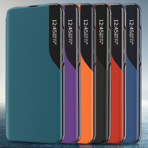 Dėklas telefonui Samsung Galaxy A72 4G juodas su stovu, Eco Leather View Case