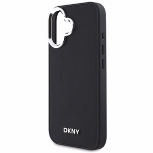 DKNY Paprastas sidabrinis logotipas magnetinis iPhone 16 dėklas - juodas