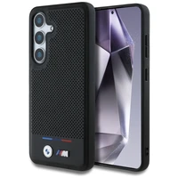 BMW odinis MagSafe dėklas su trispalve juostele, skirtas Samsung Galaxy S25 – juodas