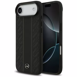Mercedes Leather Laurel Leaves Stripes MagSafe чехол для iPhone 17 Air - черный
