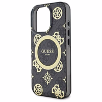 Guess IML Peony On 4G Background Magnetinis dėklas iPhone 16 Pro - juodas