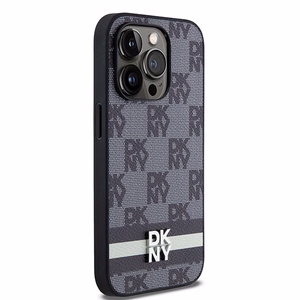 DKNY odinis languotas mono raštas ir spausdintos juostelės dėklas iPhone 14 Pro - juodas