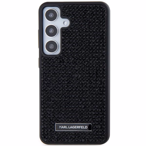 Karl Lagerfeld su kalnų krištolo metaliniu logotipu dėklas telefonui Samsung Galaxy S24 - juodas