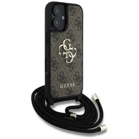 Guess 4G Big Logo Cord Stap dėklas telefonui iPhone 16 - rudas