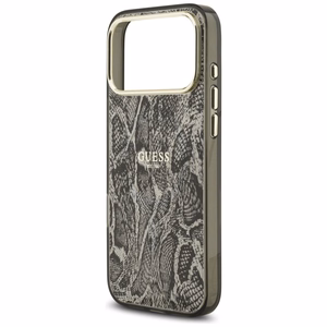 Guess Pitono rašto magnetinis dėklas iPhone 17 Pro Max - juodas