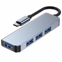 HUB Tech-Protect V1 4in1 USB-C - 3x USB-A 2.0 / USB-A 3.0 - pilkas