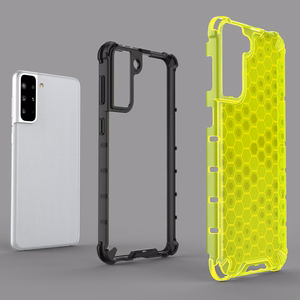 Korinio dizaino dėklas šarvuotas dangtis su geliniu rėmeliu Samsung Galaxy S22 + (S22 Plus) skaidrus