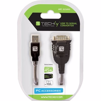 Techly IDATA USB-SER-2T serijinis kabelis Permatomas 0,45 m USB A tipo DB-9