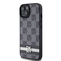 DKNY Odinis languotas mono raštas ir spausdintos juostos dėklas telefonui iPhone 15/14/13 - juodas
