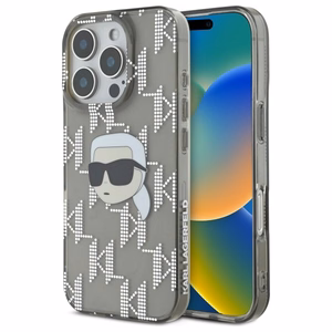 Karl Lagerfeld IML Karl galvos elektropluotas iPhone 16 Pro dėklas - juodas