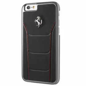 Ferrari kietas dėklas FESEHCP6BKR iPhone 6/6S 488 juodas/raudonas siūlės