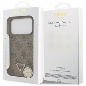 Guess Odinis 4G Trikampio Strass Magnetinis dėklas telefonui iPhone 17 Pro - rudas