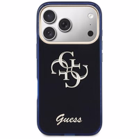 Guess IML 4G Script Metal dėklas for iPhone 17 Pro Max - mėlynas