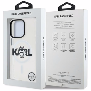 Karl Lagerfeld IML Choupette Sketch Logo MagSafe Dėklas iPhone 16 Pro - skaidrus