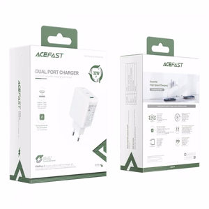 Acefast sieninis įkroviklis USB Type C / USB 32W, PPS, PD, QC 3.0, AFC, FCP baltas (A5 baltas)