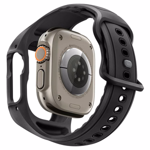 Spigen Liquid Air Pro dėklas su dirželiu ir 9H grūdintas stiklas Apple Watch Ultra 49 mm, juodi
