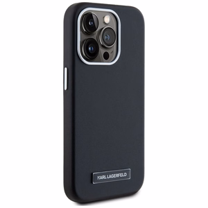 Karl Lagerfeld FW Metal Plate Magnetinis iPhone 15 Pro Max dėklas - juodas