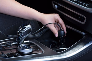 FORCELL F-ENERGY Carbon CC50-1AC automobilinis įkroviklis USB A su kabeliu Type C PD QC3.0 3A 38W juodas