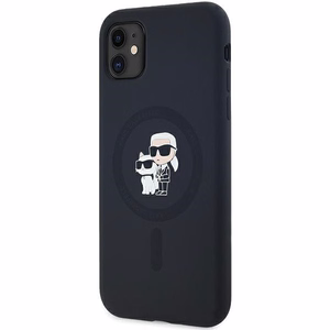 Karl Lagerfeld Silikoninis Karl&Choupette Magnetinis dėklas iPhone 11 / Xr - juodas