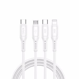 WiWU - Кабель данных Starlink Series Wi-046E 3в1 USB C на USB C, Micro USB, Lightning 60W 1м - белый