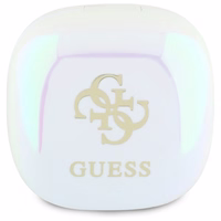 Guess Bluetooth ausinės GUTWSJ144ESH TWS + įkrovimo stotelė baltos/baltos perlamutrinės 4G spausdintas logotipas
