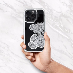 TEDDY BEAR dėklas telefonui IPHONE 15 Pro sidabrinis