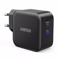 "Choetech GaN" C tipo USB sieninis įkroviklis 61W Power Delivery juodas (Q6006)