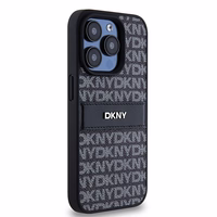 DKNY Odinis mono juosta ir metalinis logotipas dėklas telefonui iPhone 15 Pro - juodas