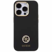 Guess silikoninis Logo Strass 4G dėklas telefonui iPhone 15 Pro Max - juodas