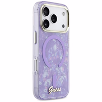 Guess IML Shell Script Metal MagSafe Dėklas for iPhone 17 Pro Max - violetinis