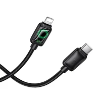 Kabelis su skystųjų kristalų ekranu USB C-Lightning Hoco PD 30W 1,2 m U146 juodas