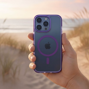 Su MagSafe suderinamas Frame Clear Hybrid Mag Cover dėklas iPhone 17, violetinis