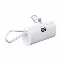 Išorinė baterija Forcell F-Energy Power Plug F5K3 PD 20W 5000 mAh su įmontuotu jungtimi Lightning balta